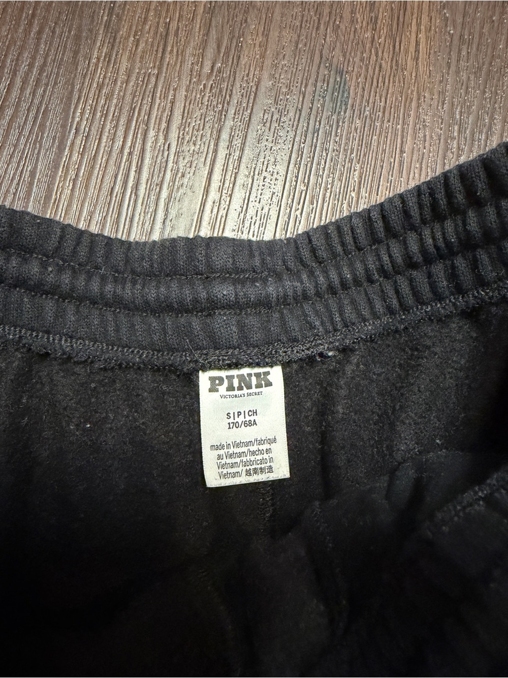 PINK Victoria's Secret Campus Fleece Rolled Hem Black Drawstring Lounge Shorts - Picture 5 of 7